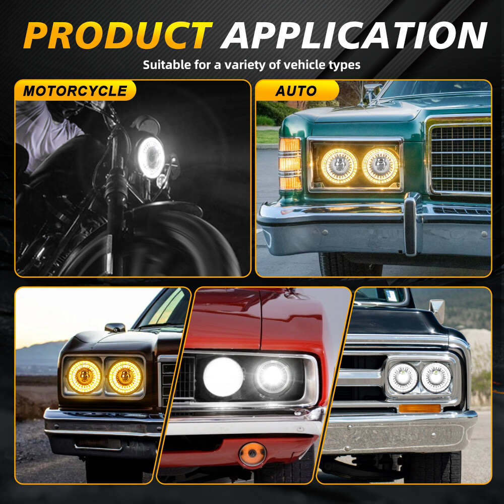 Black 5-3/4″ 5.75 LED Headlight Start-up Halo DRL For Sportster XL 883 1200 Dyna