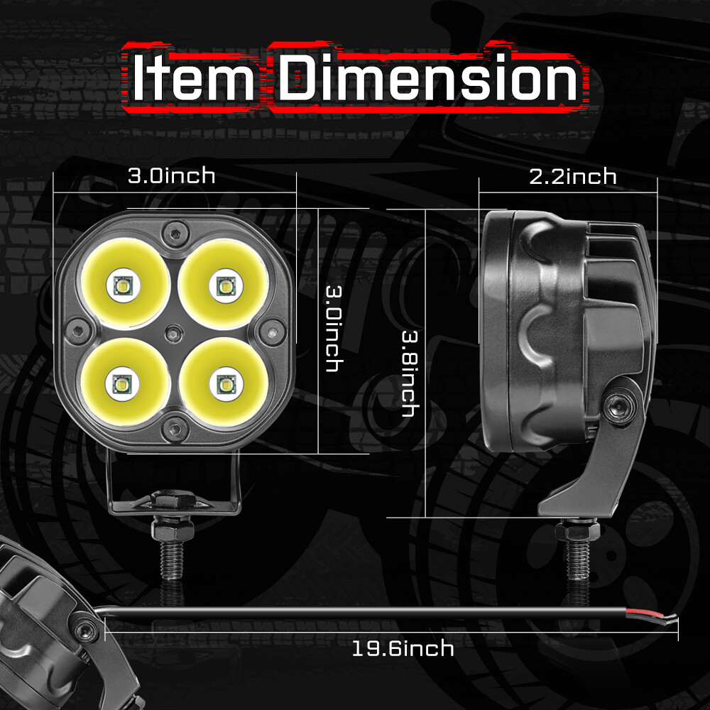 2x 80W LED Spot Light Auxiliary Headlight Driving Fog Lamp Motorcycle Wiring Kit