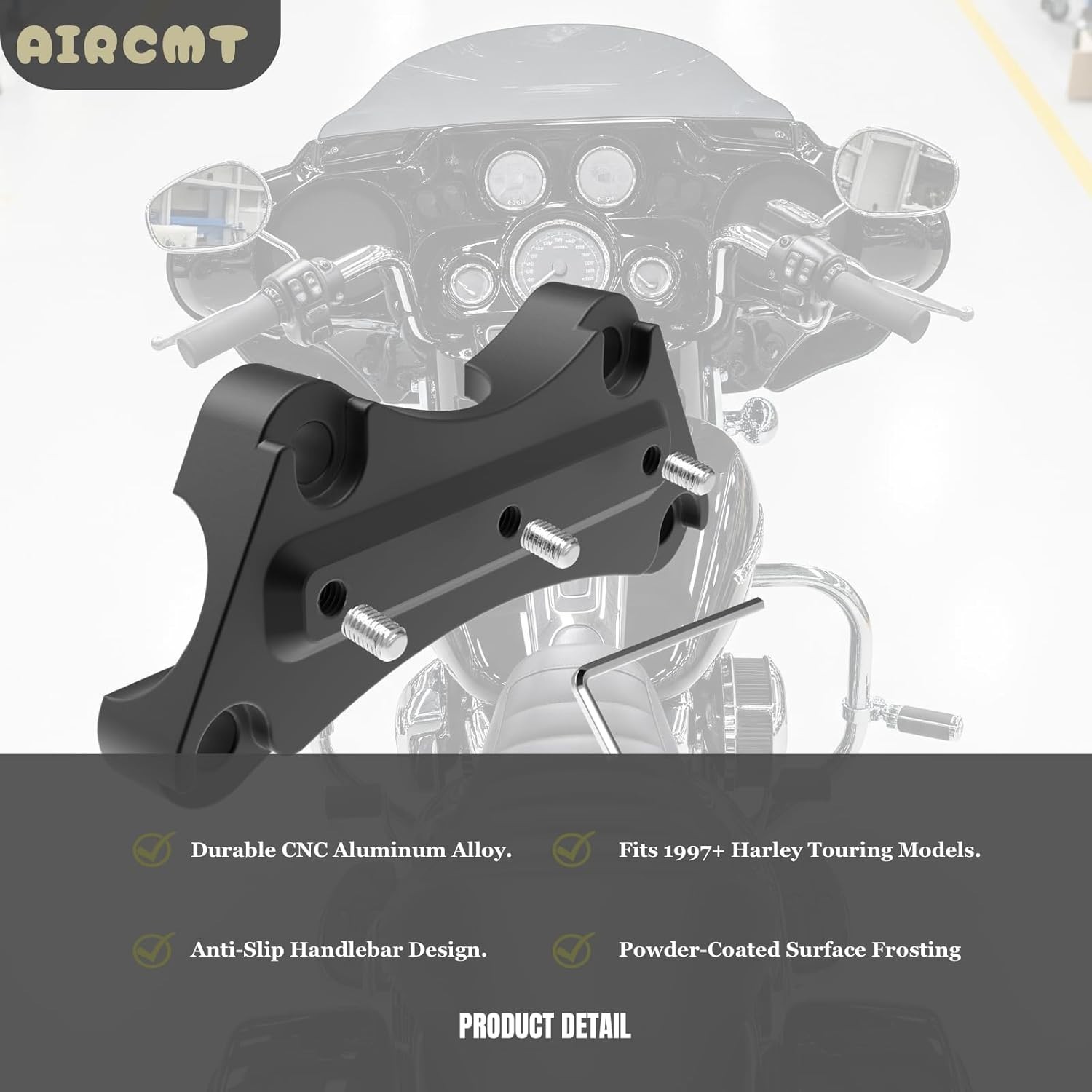 1 Inch 25mm Ape Hanger Handlebar Anti-Slip Top Riser Clamps for 1997-UP Harley T