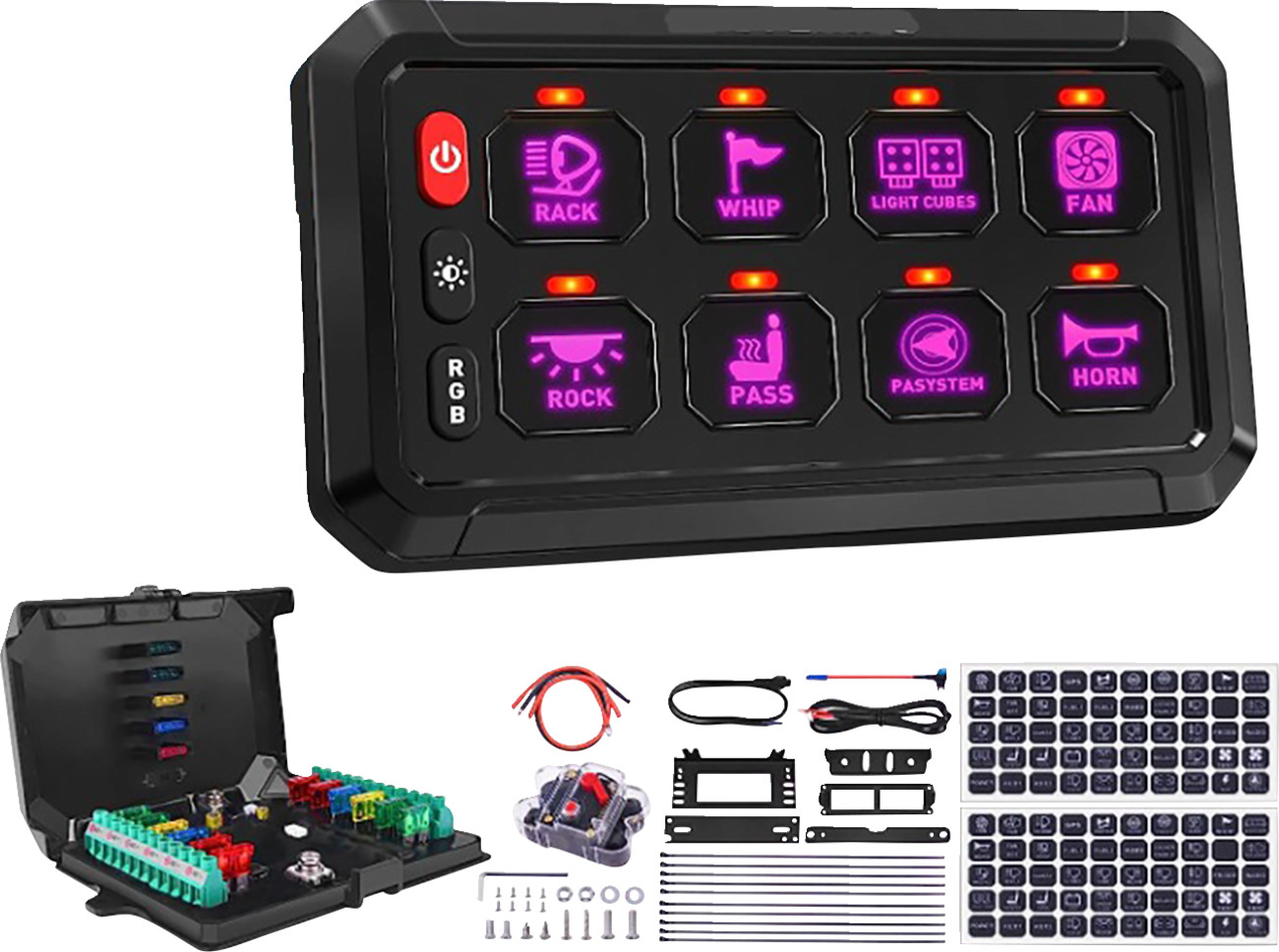 Moose Offroad 0616-0434 8 Position Gang Switch Panel Auto Dimmable LED Universal