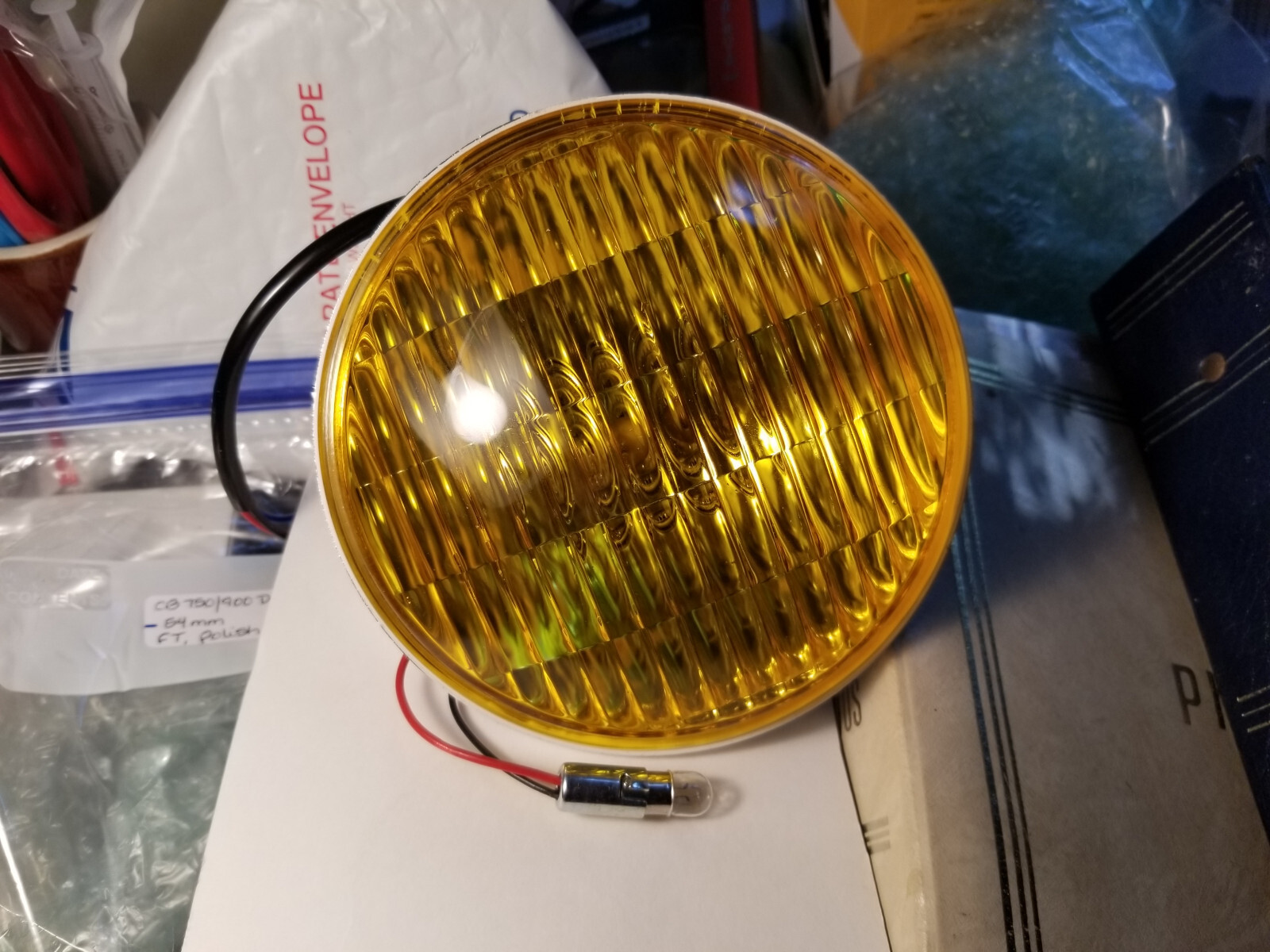 Amber Halogen 5.75″ headlight 5 3/4″ bulb vintage CAFE AMBER LENS & BULB ONLY