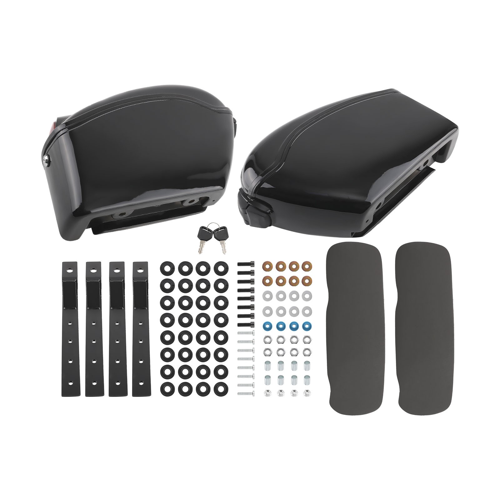 Black Hard Saddle Bags Trunk Luggage For Harley Honda Yamaha 48*30*16cm