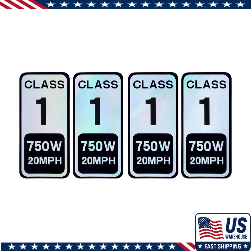 4 PCS Ebike Class 1 Sticker 750W 20 MPH Powersports Decal – Colorful Reflective