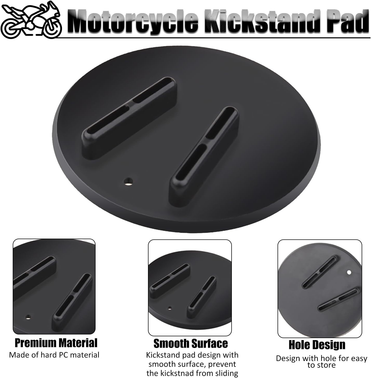 SUNPIE Motorcycle Kickstand Pad Stand Support Plate Black for All Motorcycle