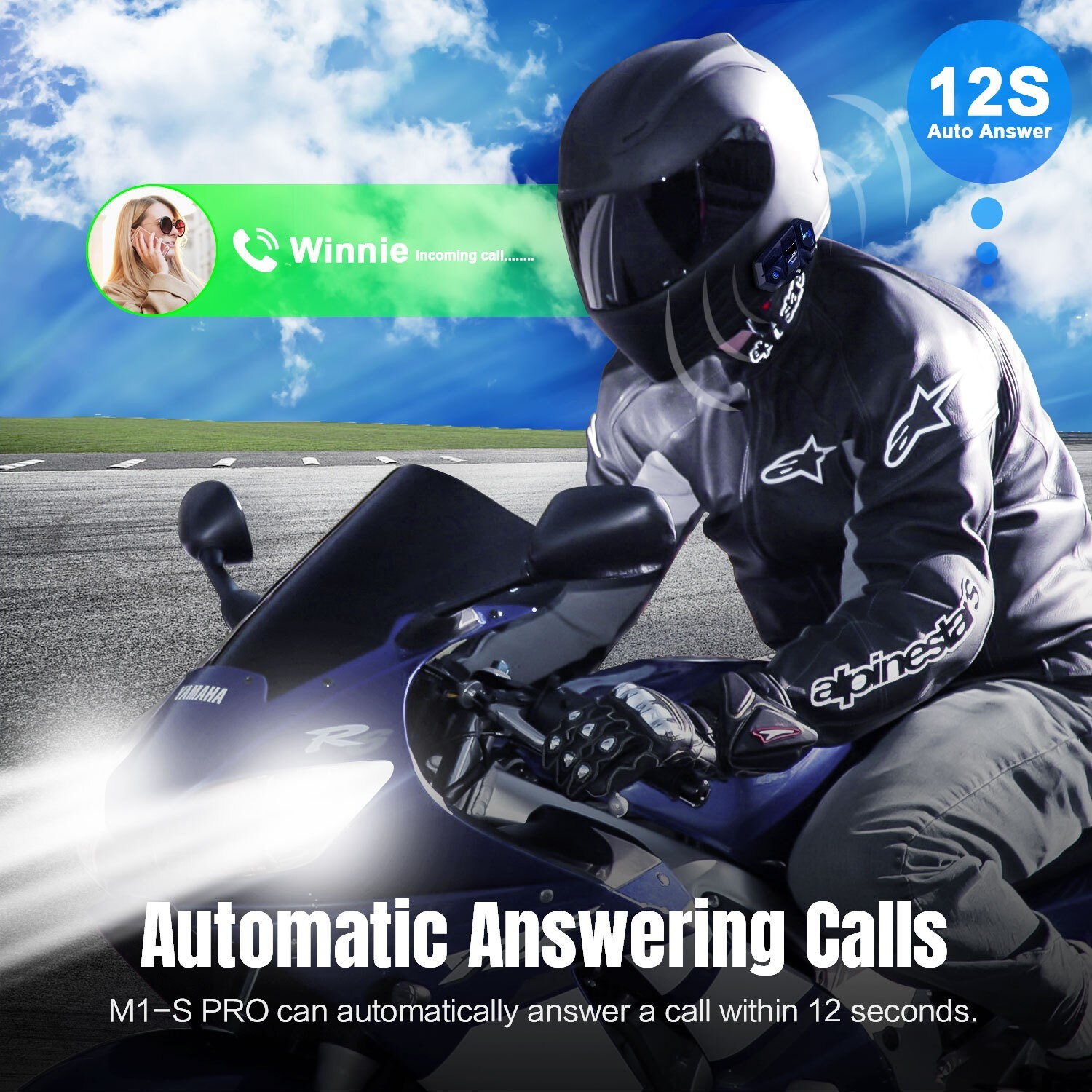 Fodsports M1-S Pro Motorcycle Bluetooth Headset 10 Riders Group Helmet Intercom