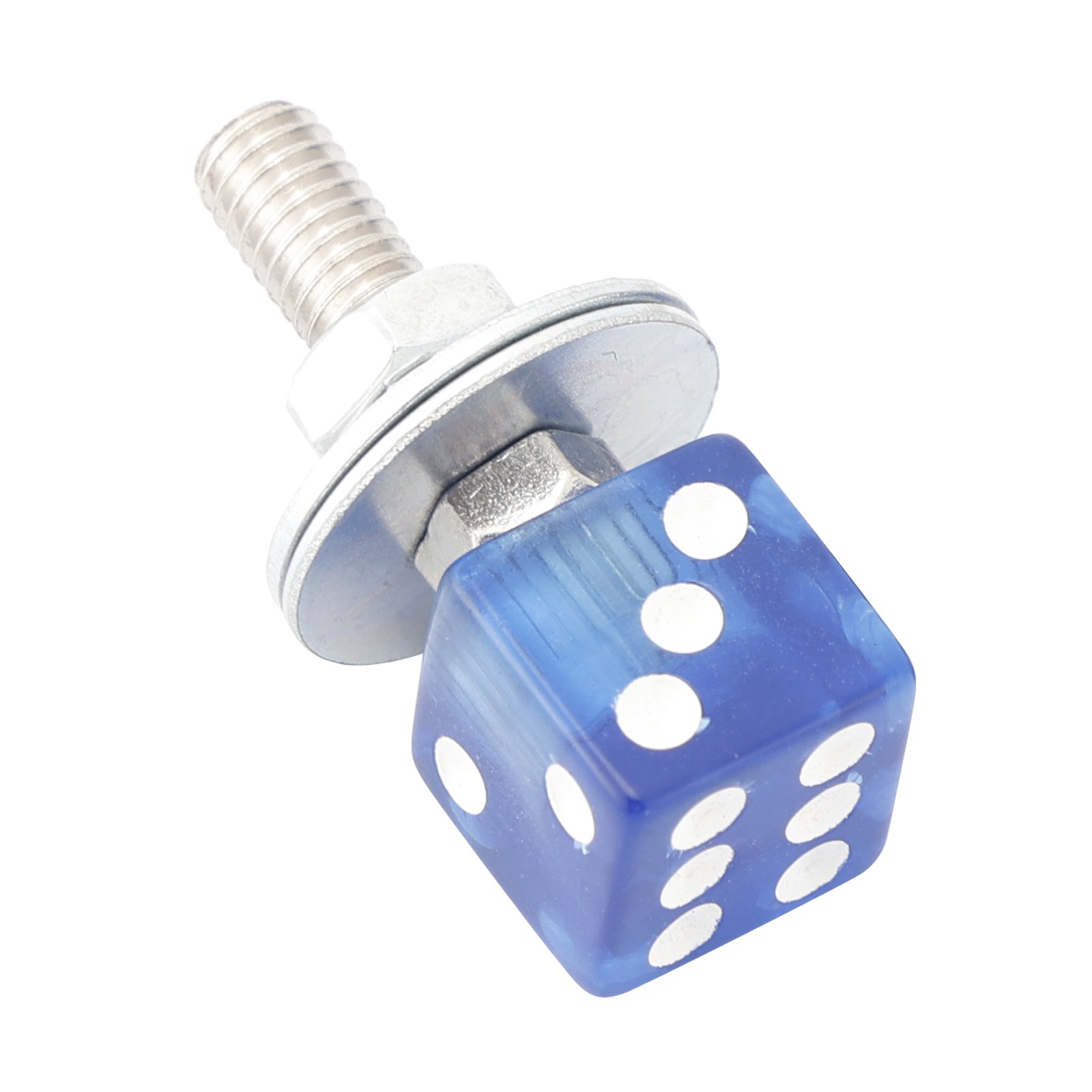 2x Motorcycle Bike Plastic Blue Dice License Plate Bolt On Screw On Frame Nut