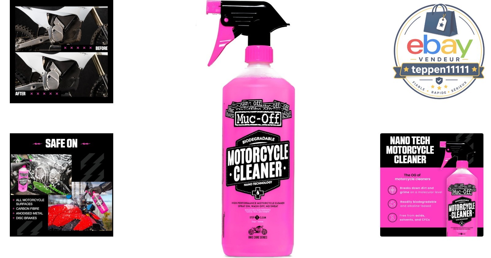 Nano-Tech Motorcycle Cleaner 1 Liter Biodegradable Pink Spray All Surfaces