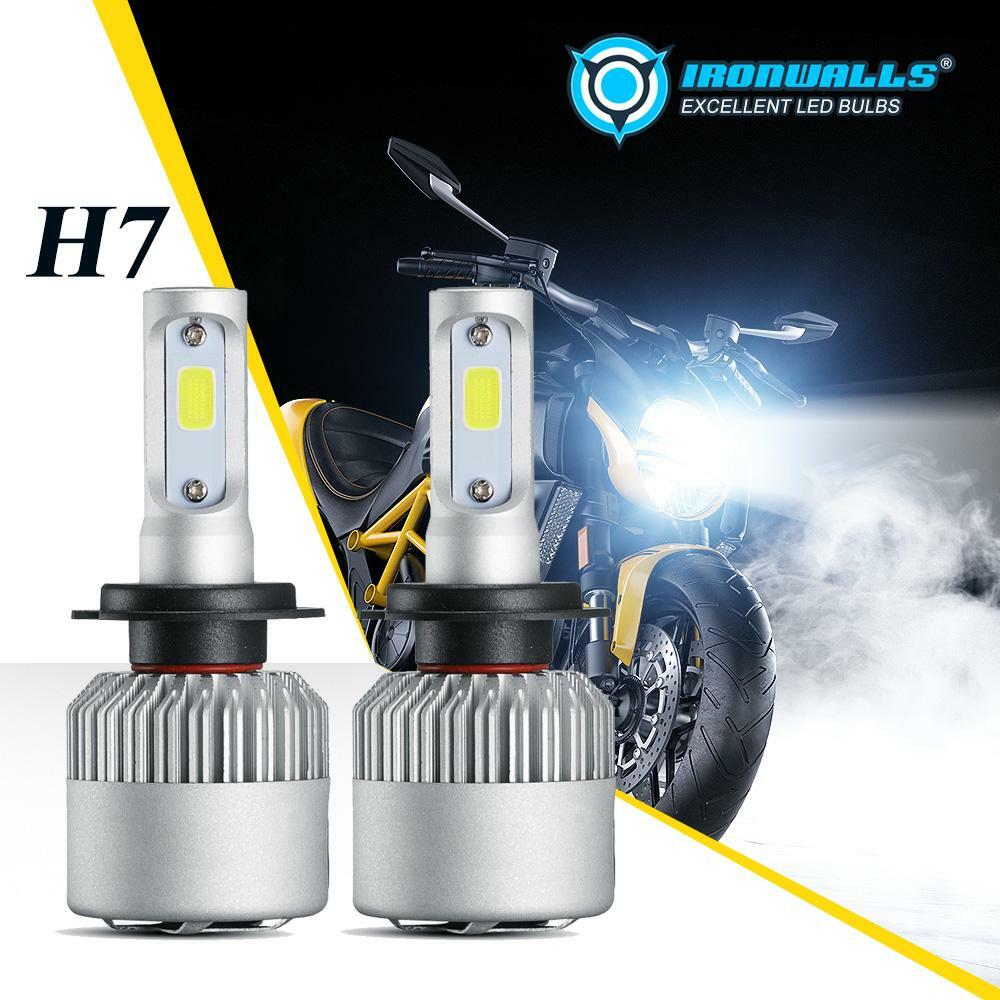 Motorcycle Pair 6000K H7 LED Headlight Bulb for Kawasaki 250 300 650 ZX6R ZX10R