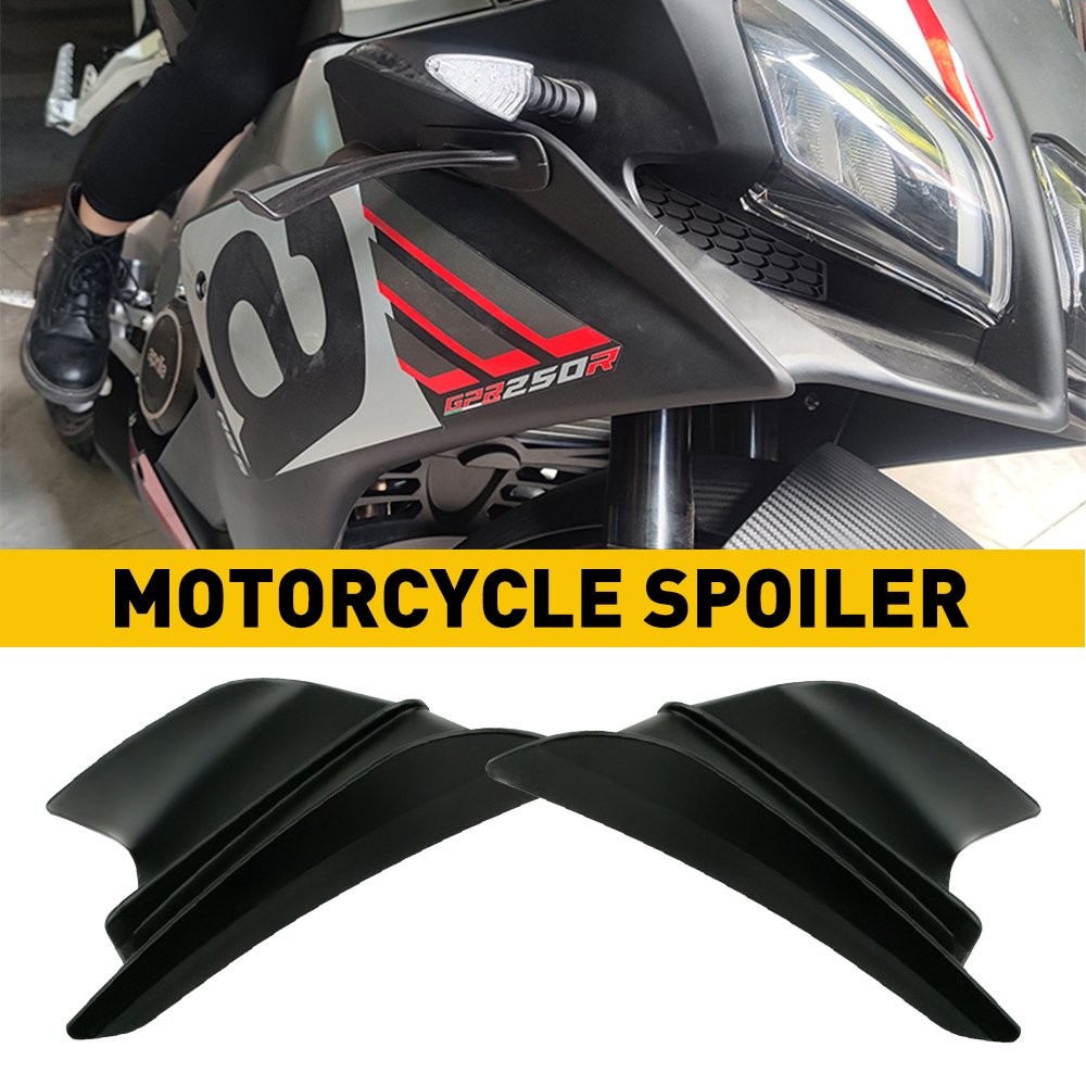 Black Motorcycle Winglets Air Deflector Kit Side Wing Cover Spoiler Replace