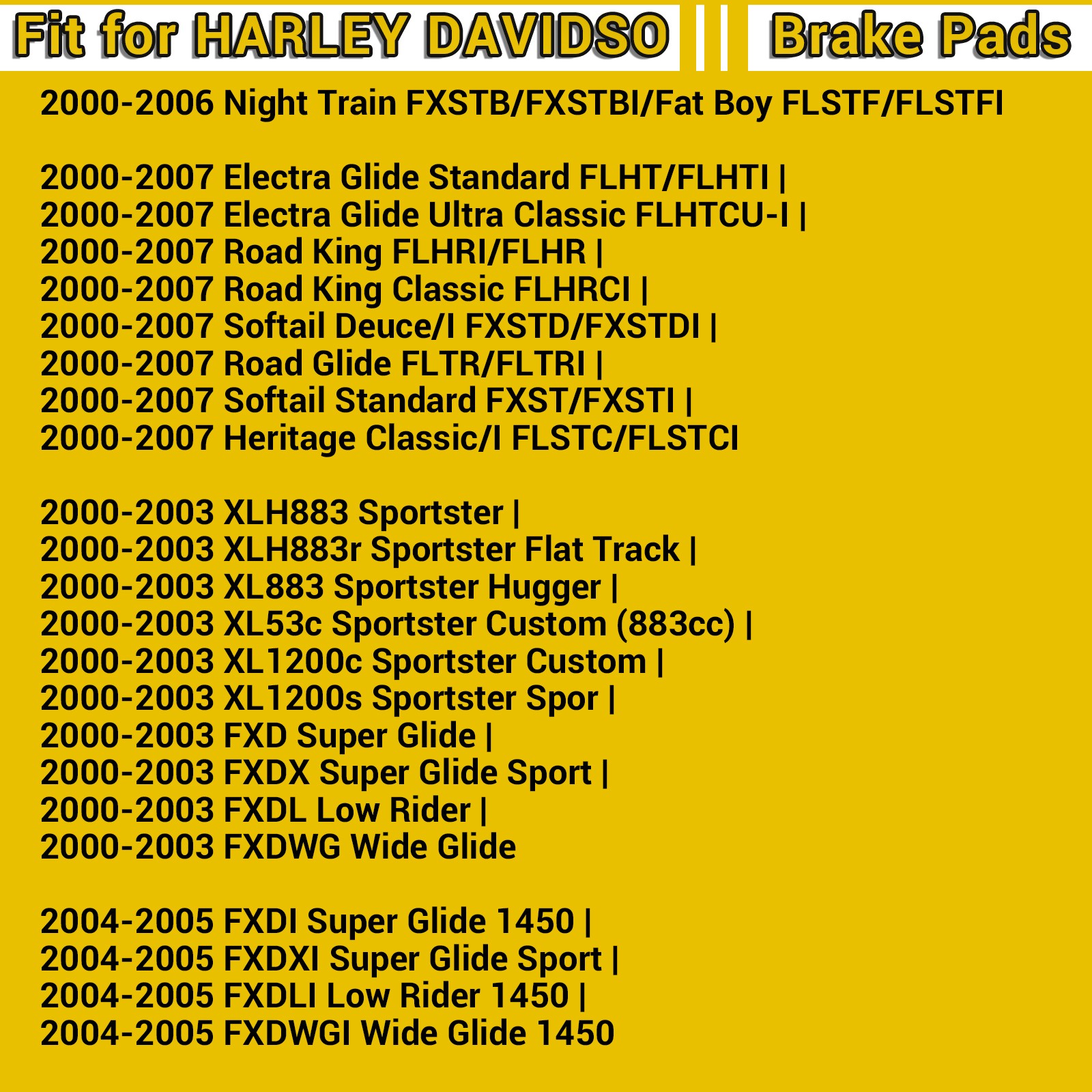 Brake Pads for Harley Davidson Electra Glide Ultra Classic Road King Fatboy Dyna