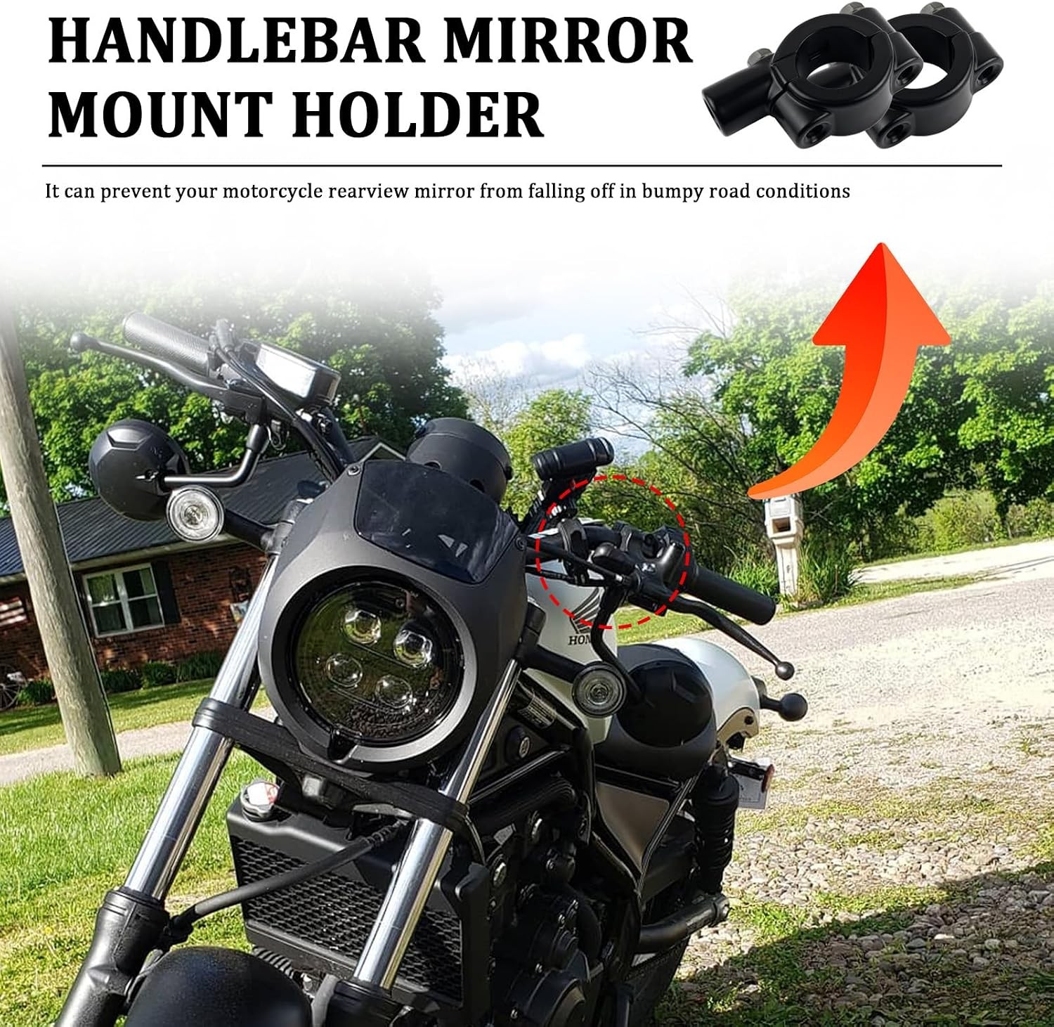 8mm Thread Handlebar Mount Motorcycle Mirrors, 2-Pack 7/8 BarsColor: 8mm