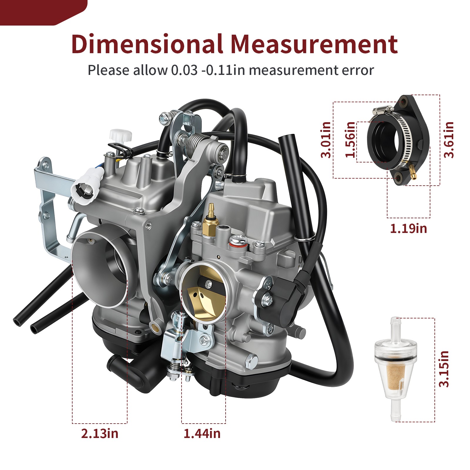 Carburetor w/ Intake Manifold Boots For Yamaha V Star 1100 Custom Classic 99-05