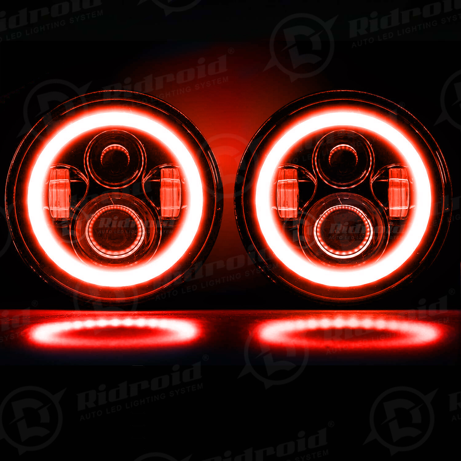 7″ inch Round LED Headlight w/ Red Halo DRL for Harley Davidson Fat Boy FLSTF
