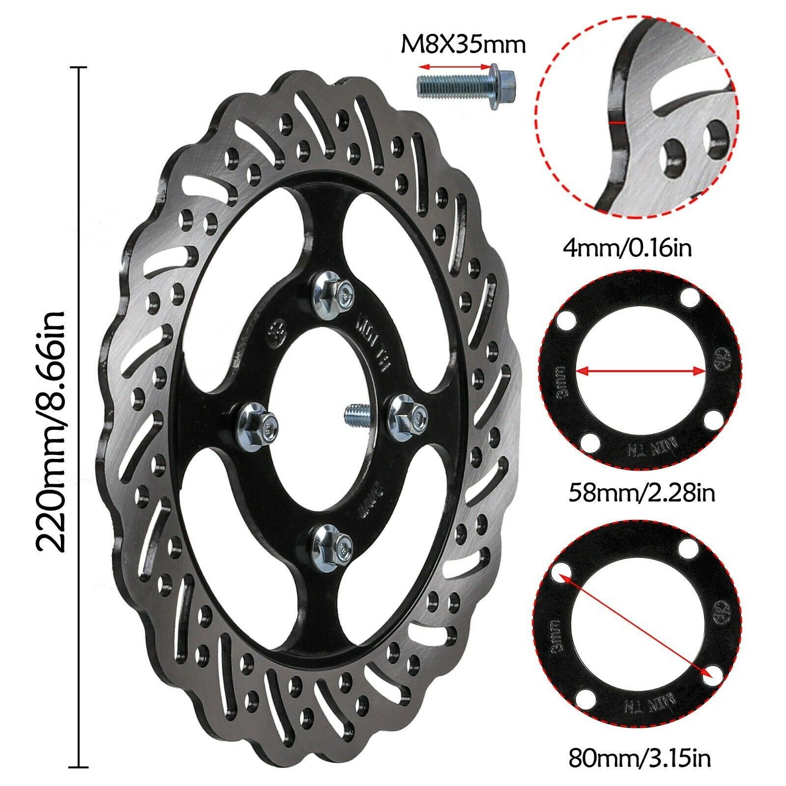 220mm Front Rear 240mm Brake Disc Rotor for 150cc 125cc Apollo Pit Bike Dirt