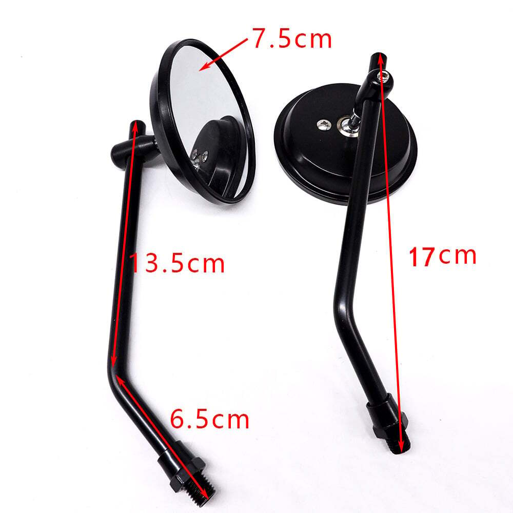 Pair Motorcycle Rearview Mirror Set 10mm Chrome Round Shape – Classic Style