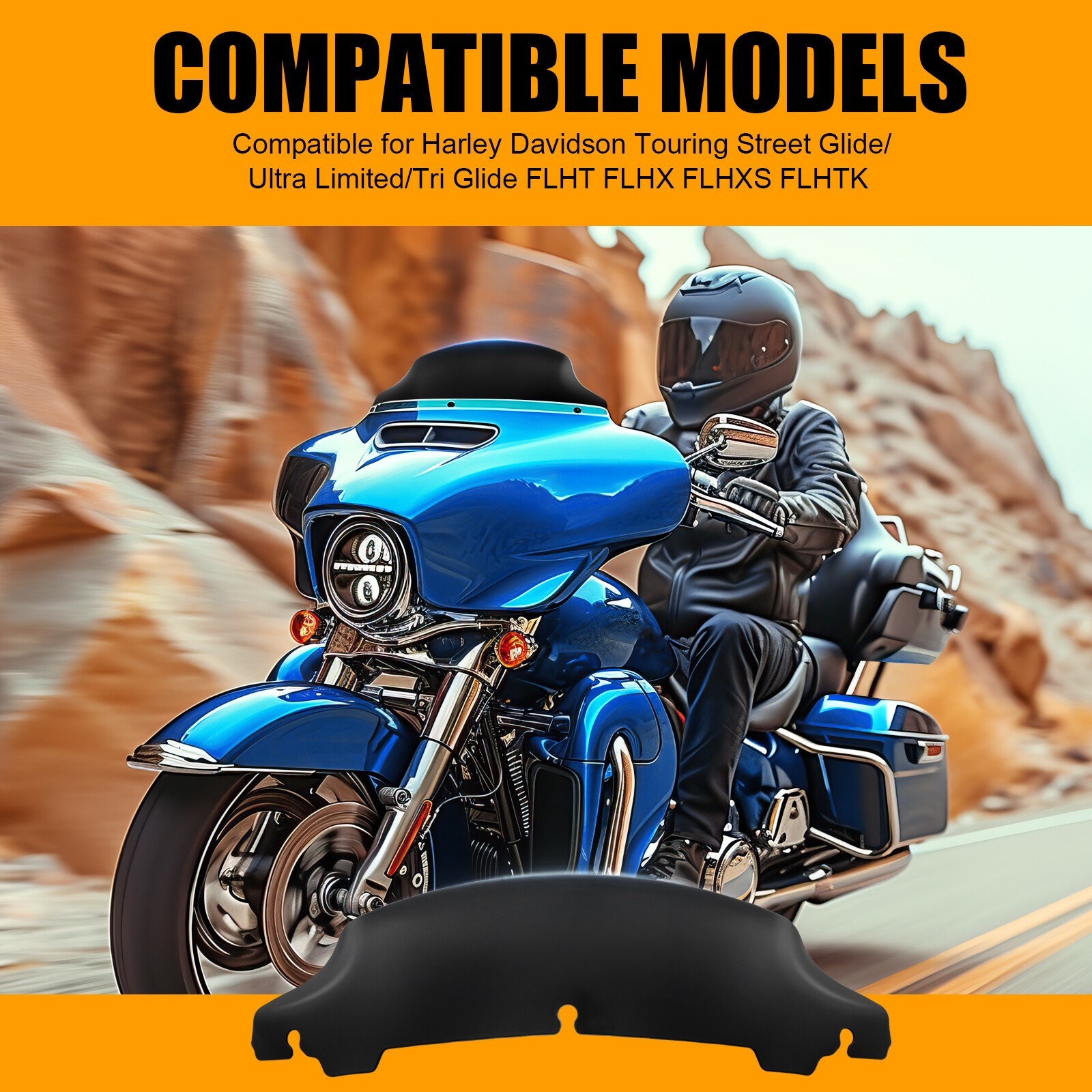 4.5″ Windshield Windscreen Black For Harley Electra Street Tri Glide 2014-2024