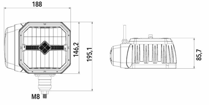 Led Projector 10-30V DC With Movable Arrow And Heated Lens. Functions: Ab