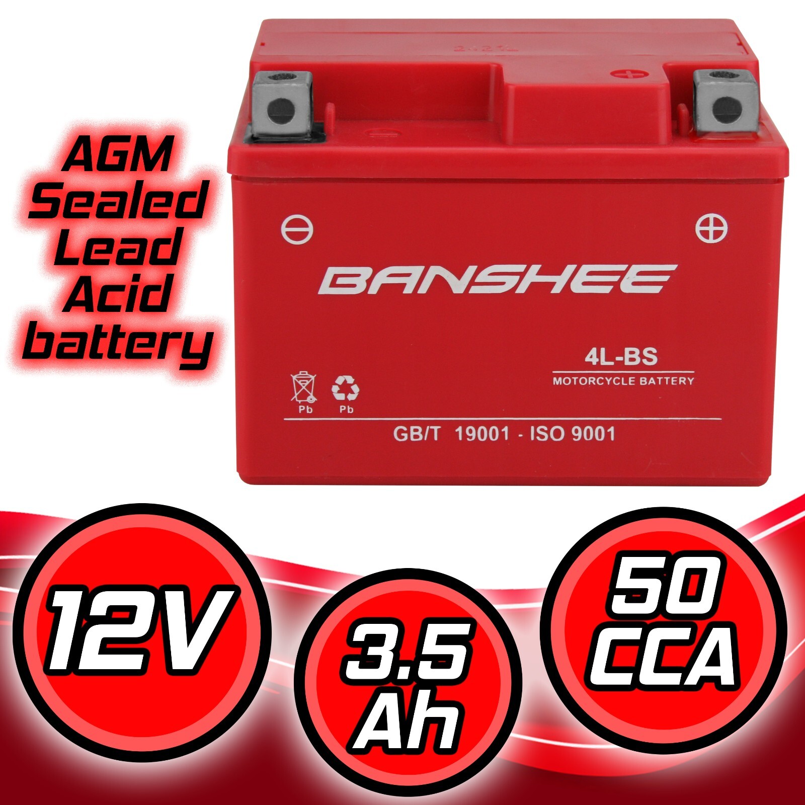 Banshee Replacement SLA Battery for Yuasa YTX4L-BS 12V 155CCA ATV Quad Dirt