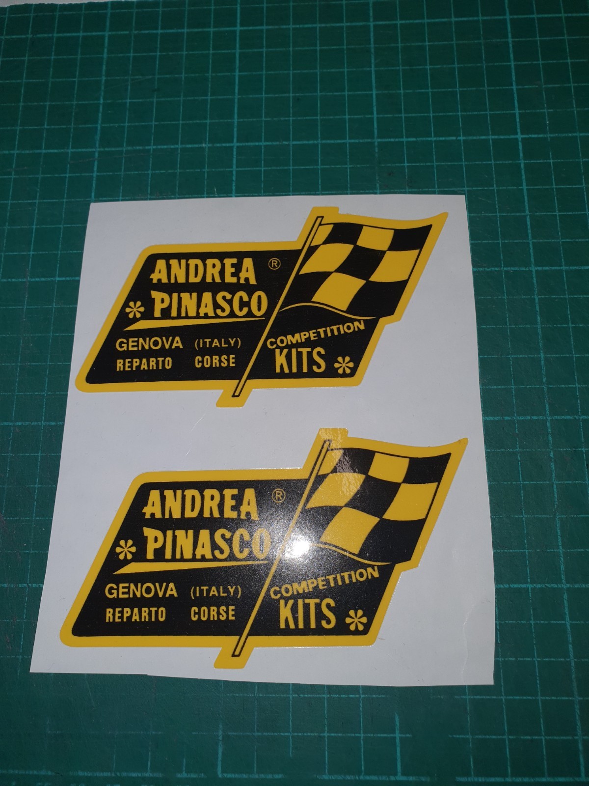 Vespa Pinasco Stickers x 2 No. Large Laminated stickers @ 120 x 70mm Free Post