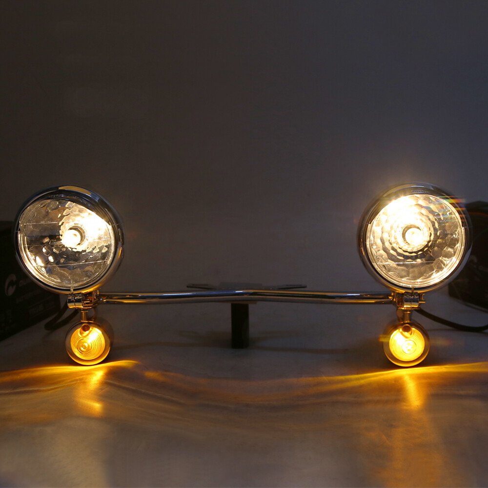 Motorcycle Passing Driving Spot Fog Light Bar Turn Signal w/ Bracket Lamp Custom