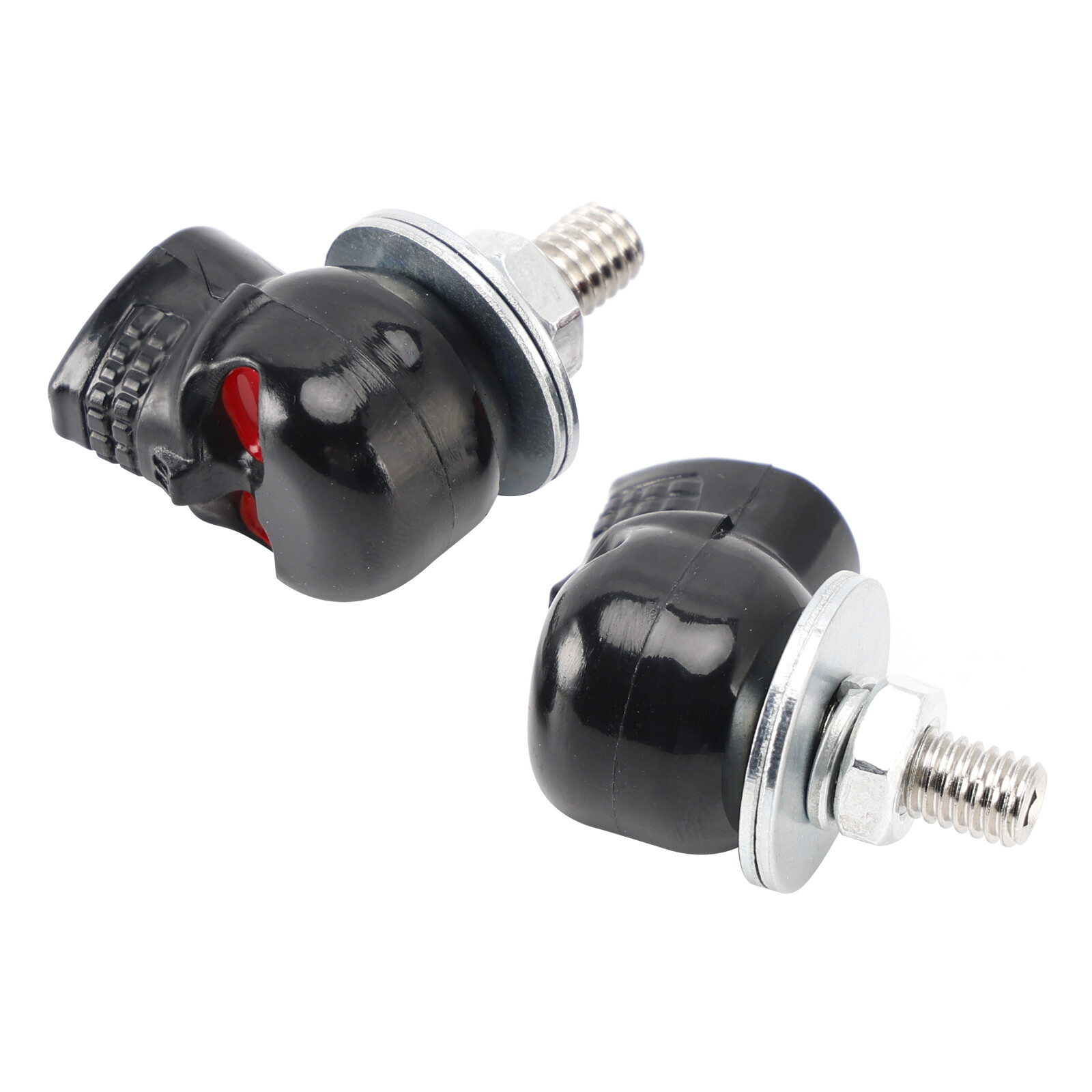 4x Motorcycle Bike Plastic Black Skull License Plate Bolt On Screw On Frame Nut