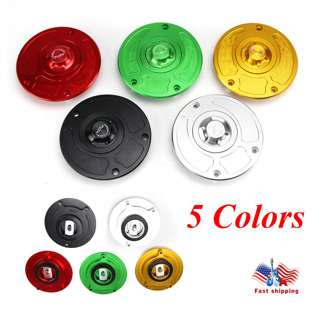 CNC Keyless Fuel Gas Tank Cap Cover For Kawasaki Ninja ZX10R ZX6R ZX650R ZX9R