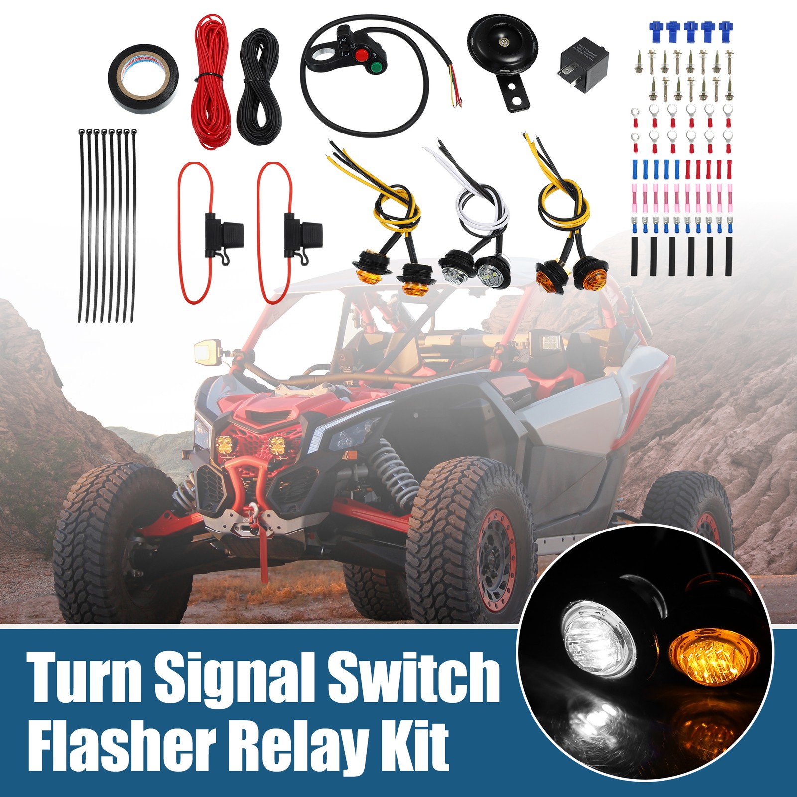 1 Set UTV ATV SXS Scooter LED Turn Signal Horn Kit Street Legal Handlebar Switch