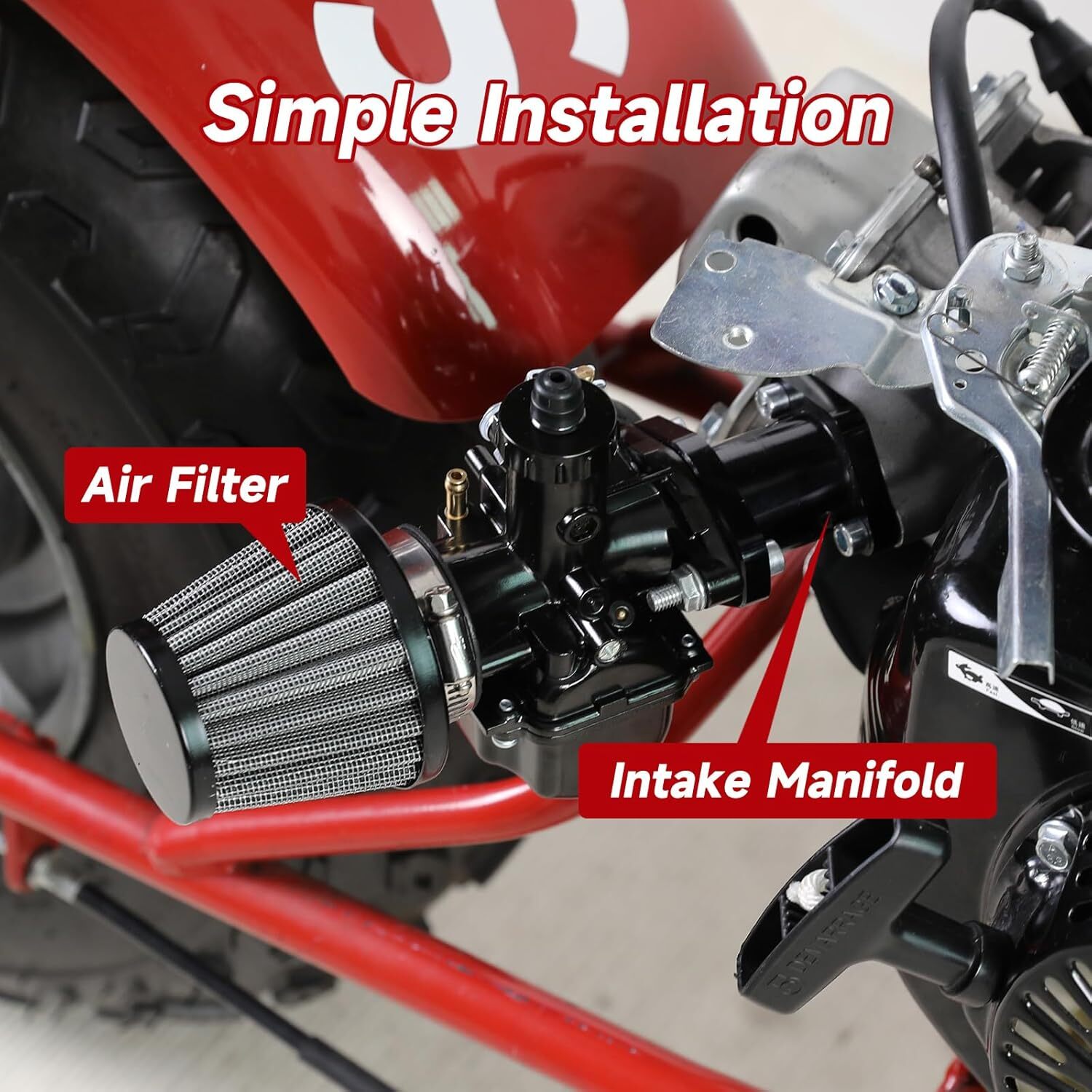 Black VM22 26mm Carburetor Throttle Cable Jet Kit For 196cc CT200U Mini Bike