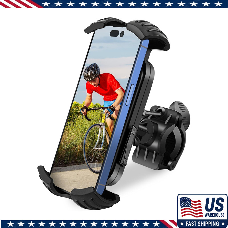 Bike Phone Holder, 360 Degree Rotation, Four Corners Firm Clamp CellSize: 6 Inch
