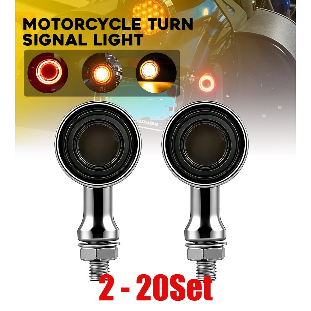 2-20 Front Rear Chrome LED Bullet Turn Signal Brake Amber&Red Blinker Mini Light