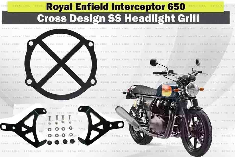 SS “Rust Proof Cross Headlight Grill” Fit for Royal Enfield Interceptor 650