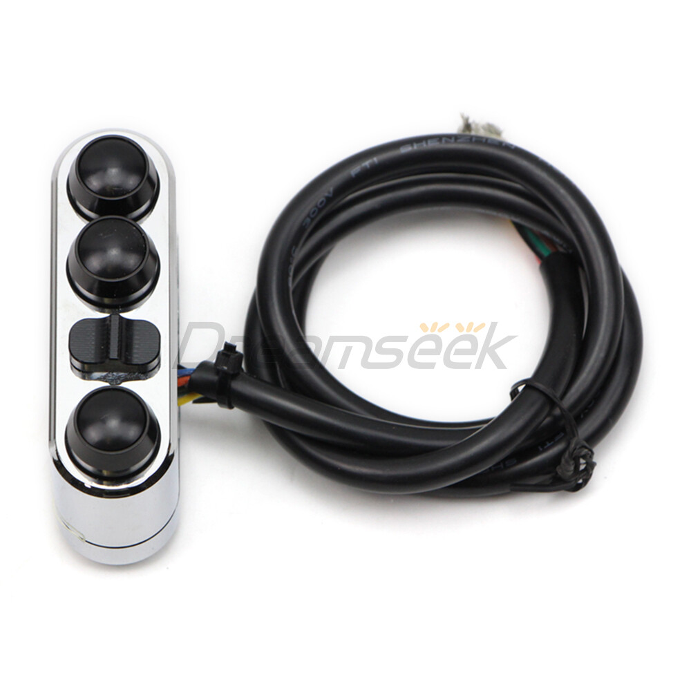 1” Universal Handlebar Switch Button Control Turn Signal Horn for Harley Chrome
