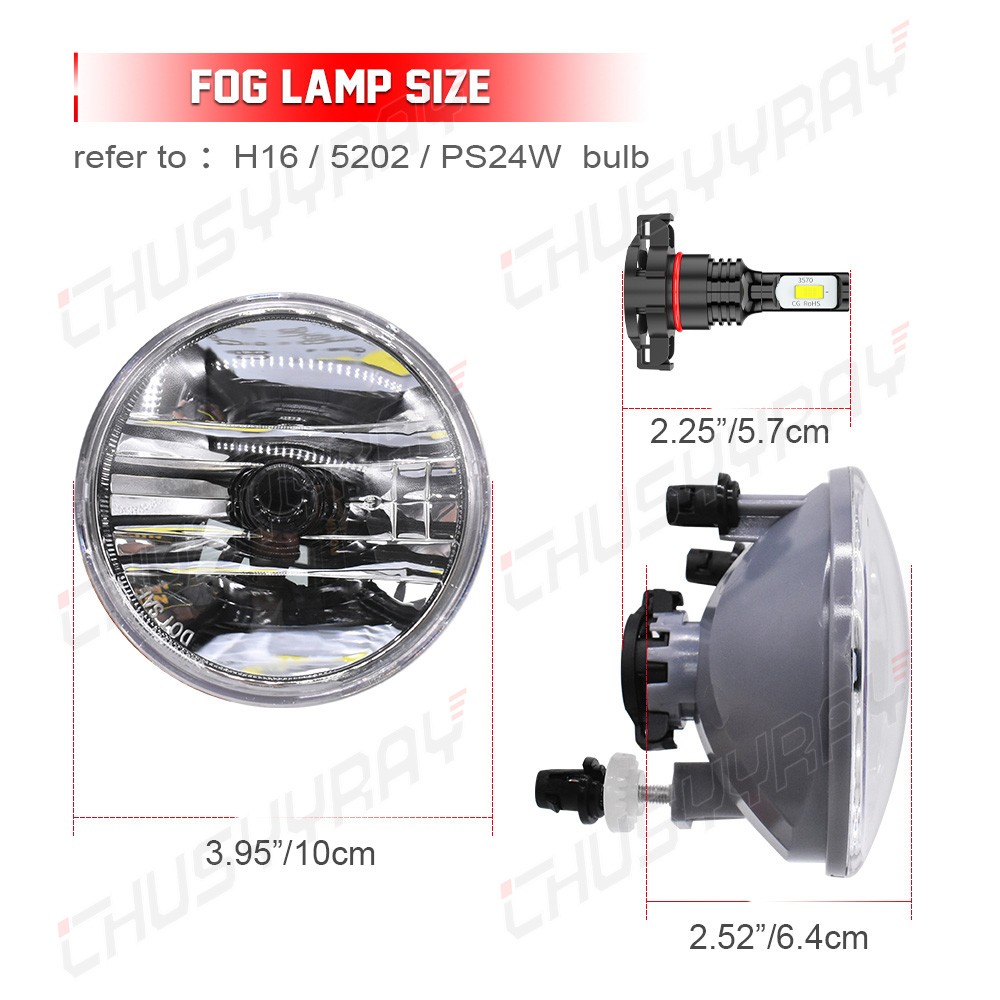 FIT 07-14 Chevrolet Tahoe Front 4″ Inch Round Fog Lights 6000K w/Bulbs H16 2x