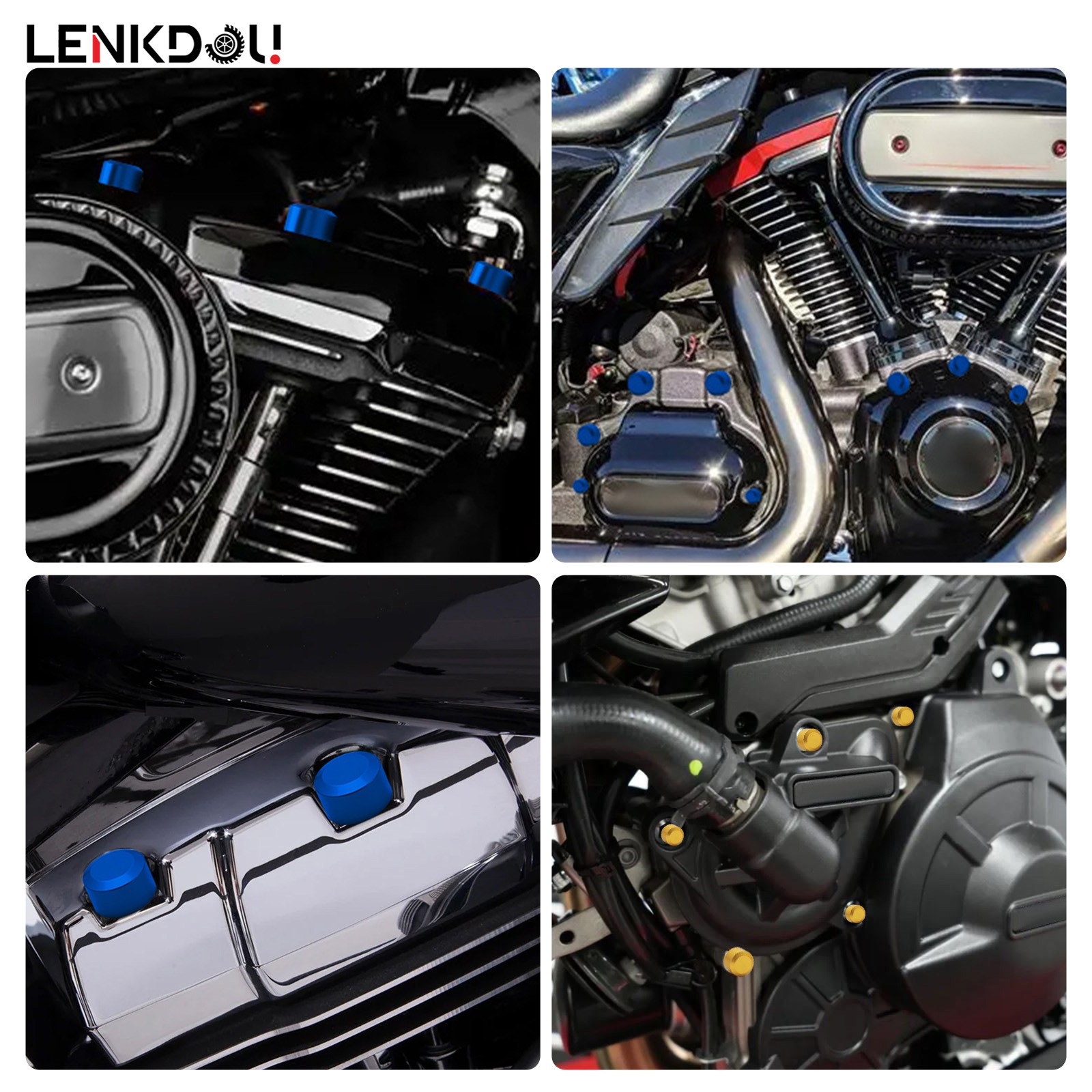 62PCS Engine Bolt Caps Cover Kit For Harley M8 Road Glide Street Glide Softail