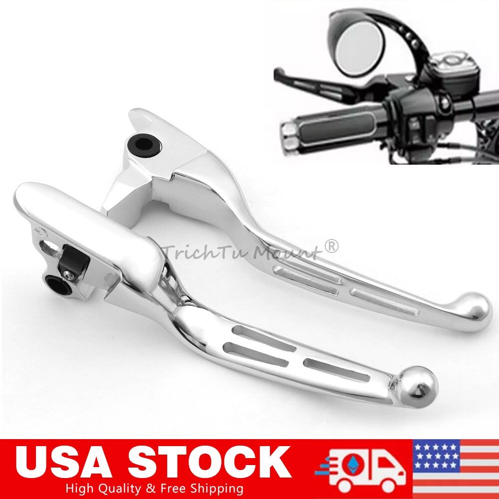 Aluminum Chrome Wide Blade Brake Clutch Hand Levers Fit For Harley Touring 08-13