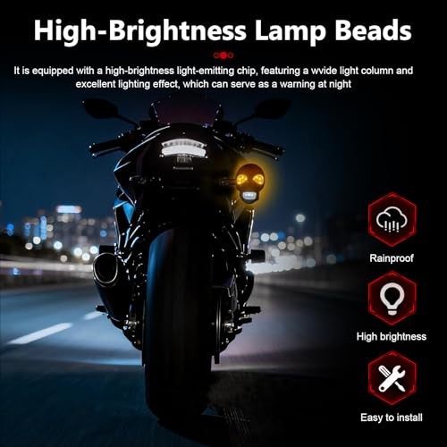 2PCS Motorcycle LED Turn Signals 12V Skull Dual Color 10mm Universal Blinkers