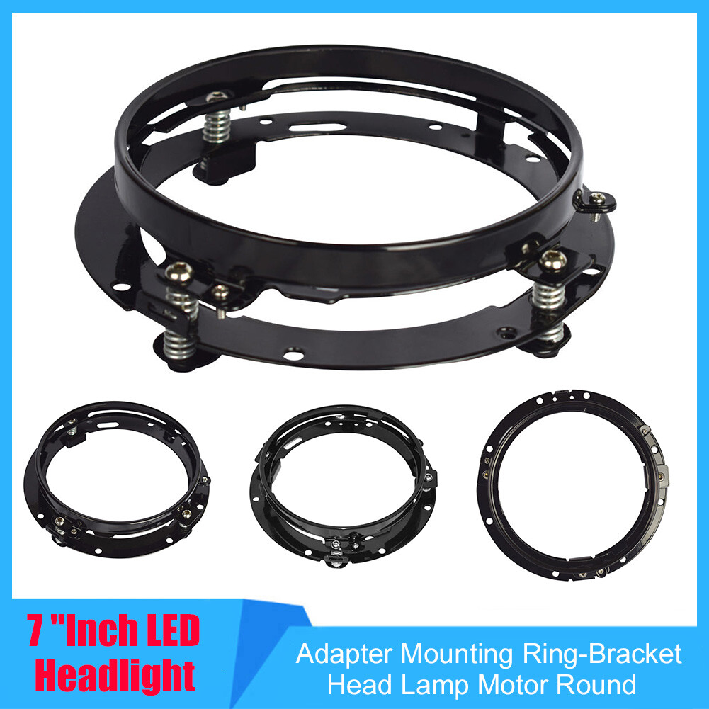 7″ LED Headlight + Bracket Mounting Ring Black For Harley Dyna Switchback FLD