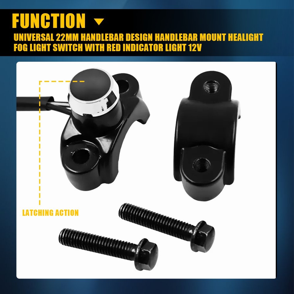12V Motorcycle Switch Horn Handlebar Mount Push Button Momentary Start Universal