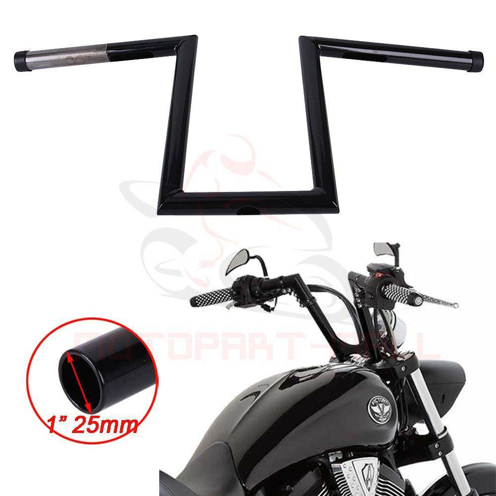 1″ Motorcycle 8″ & 10-1/2″ Rise Ape Hanger Handlebars Z-Bar Drag Bars For Harley