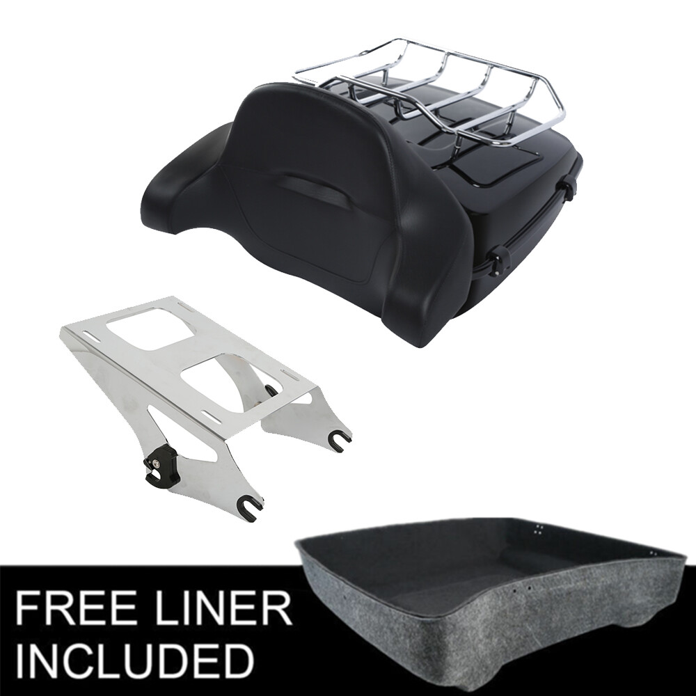Chopped Trunk Pad & Two-Up Rack Fit For Harley Street Glide Road King 2014-2026