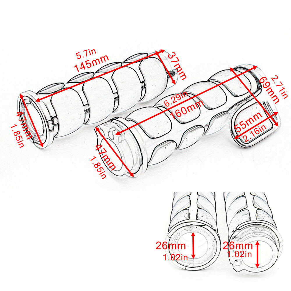 Motorcycle 1″ Handlebar Hand Grips w/Throttle Fit for Harley Touring Road Glide