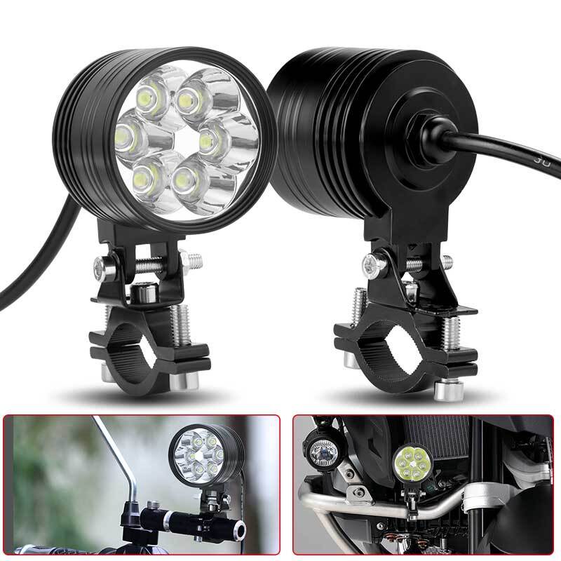 2X LED Motorcycle Headlight White Spot Light Hi/Lo Driving Fog Lamp Offroad ATV