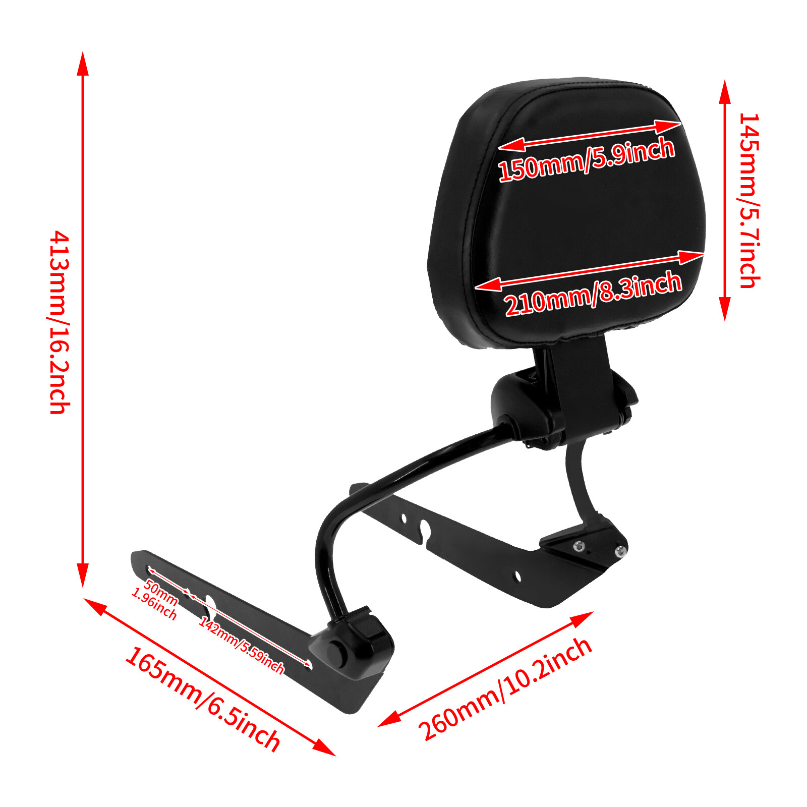 Detachable Driver Backrest Pad Quick-Release Fit For Harley Sportster XL 2004-up