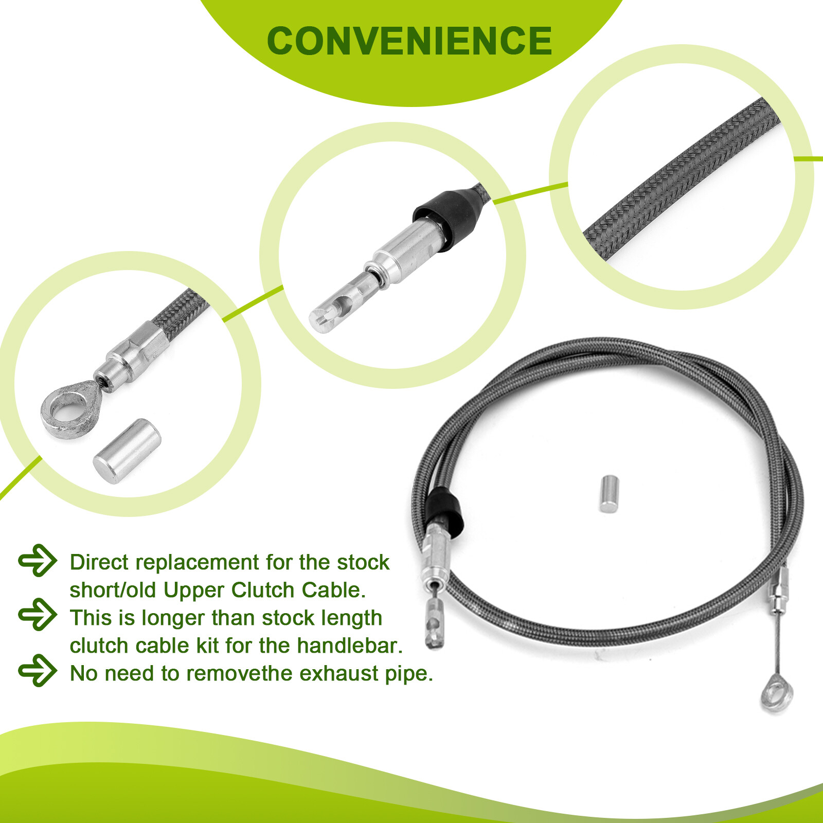 Black Stainless Steel Extended Cable Kit For Harley Street Glide Abs 2021-2023