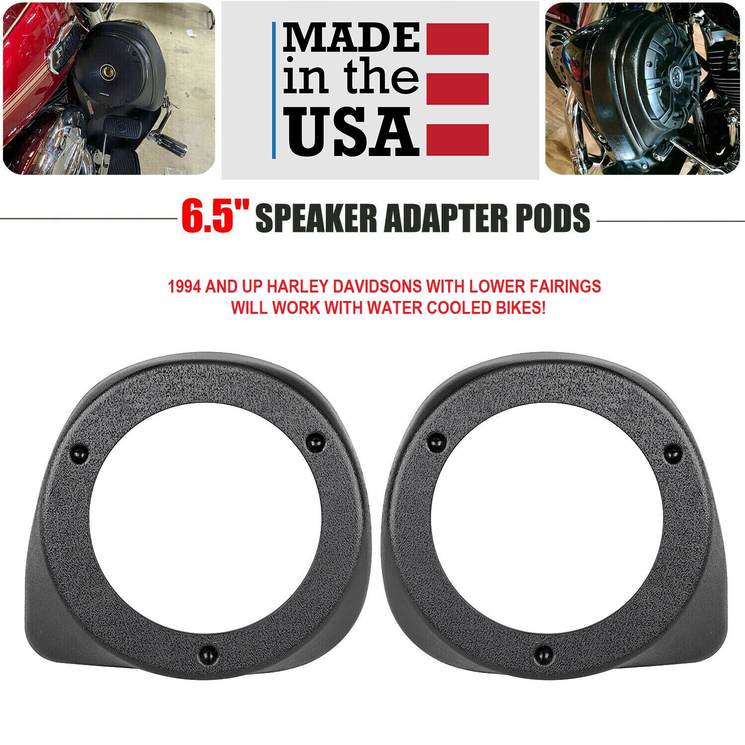 6.5″ Harley-Davidson vented lower fairing speaker pods — MADE IN THE USA !!