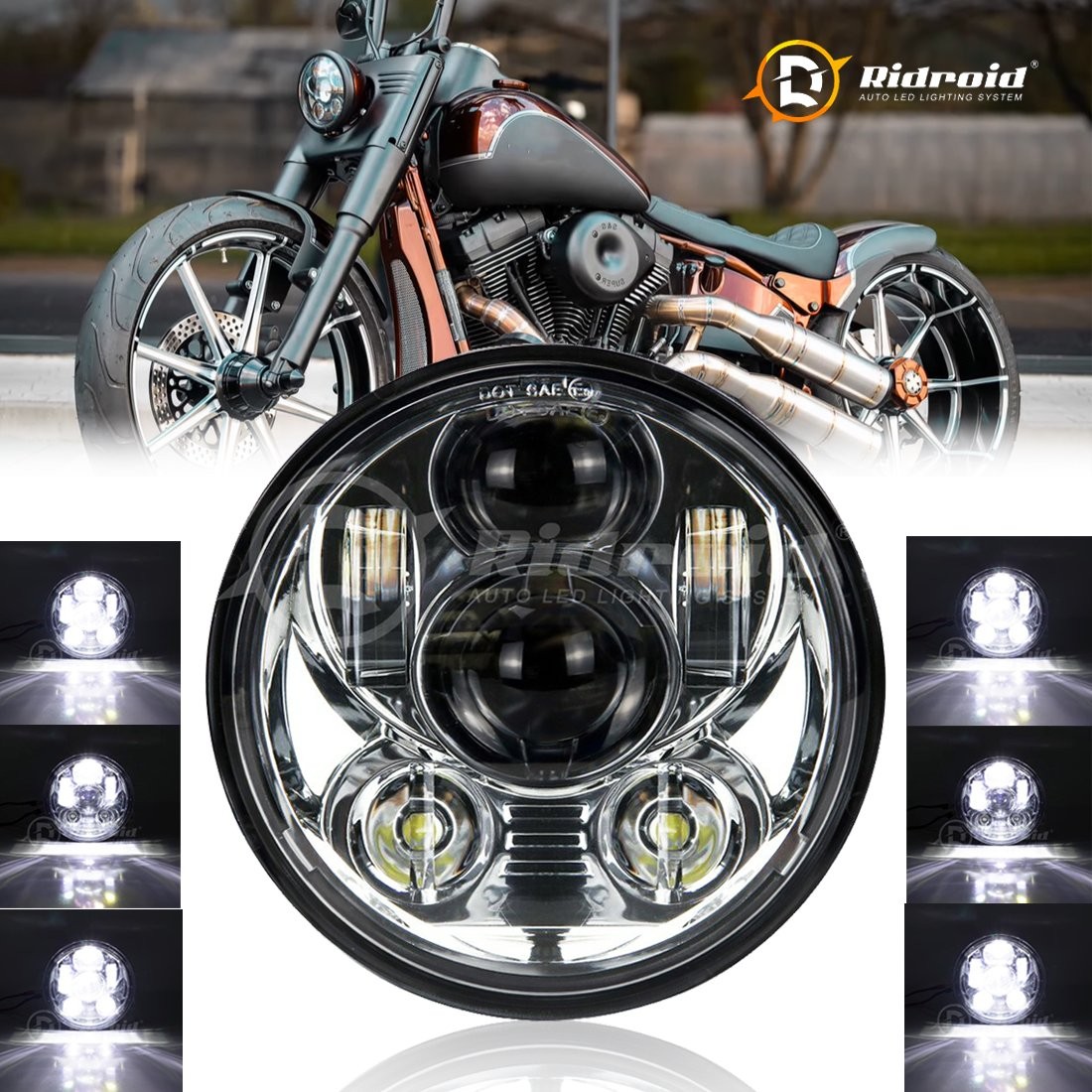 5-3/4″ LED Projector Headlight Hi/Lo For Harley Davidson Sportster XL 1200 883