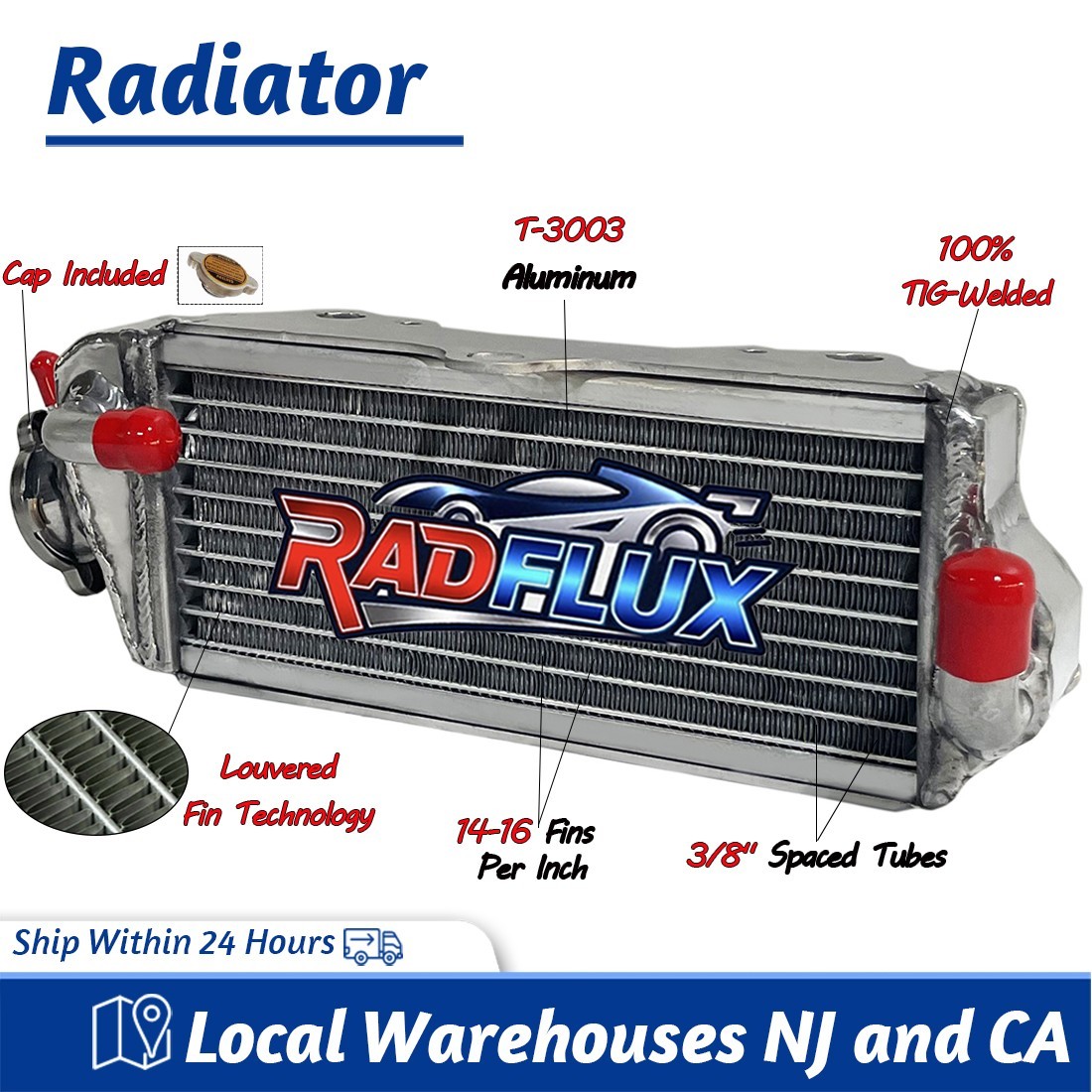 Cooling Radiator Fits for 1993-2001 1995 1997 99 Yamaha YZ80 YZ 80 Full Aluminum