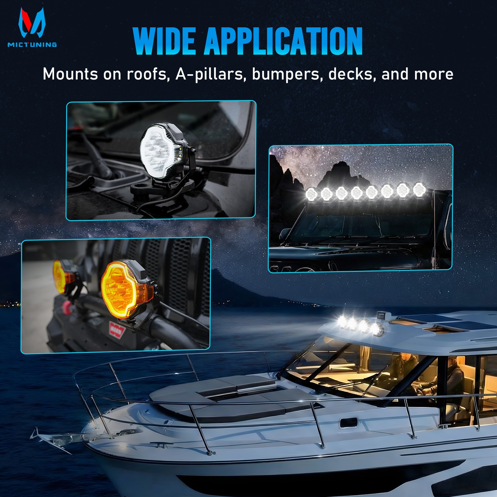 MICTUNING K8 Halo UltraSpot Pod Lights – 5″ 70W 5100LM OffRoad Spot Beam Driving