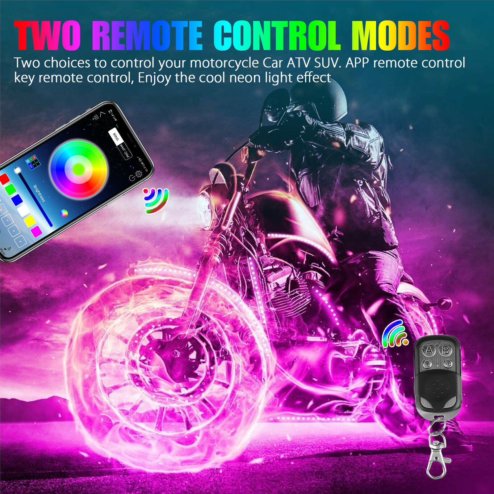 RGB LED Strip Under Car Tube Underglow Underbody System Neon Light Kit Light Bar
