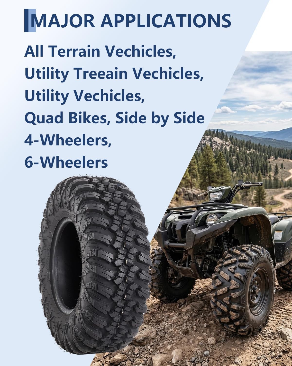 Set of 32x10R14 UTV/ATV Tires, 8-Ply Radial, 16 mm Deep Trea d, 1172 lbs Load 2